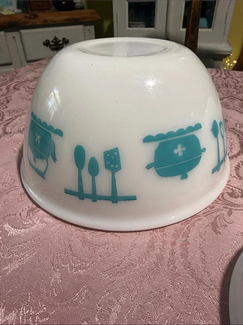 Hazel atlas kitchen aids turquoise mixing bowl set